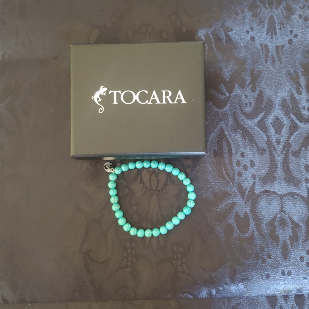 Turquoise Stainless Steel Bracelet 7.5" - Picture 2 of 2